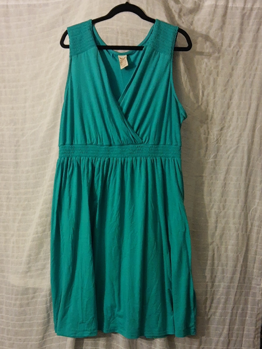 Faded Glory Teal Sleeveless Faux-Wrap Midi Dress
